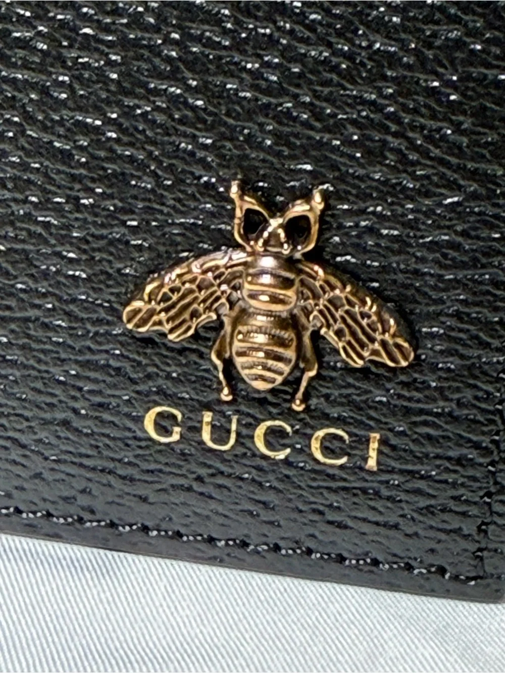 Gucci Animalier Bee Leather Bifold Wallet - Black (Box + Dust Bag)